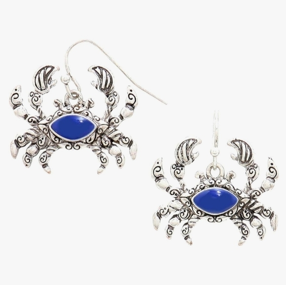 Jewelry - Trendy Enamel Crab Dangle Fish Hook Earrings